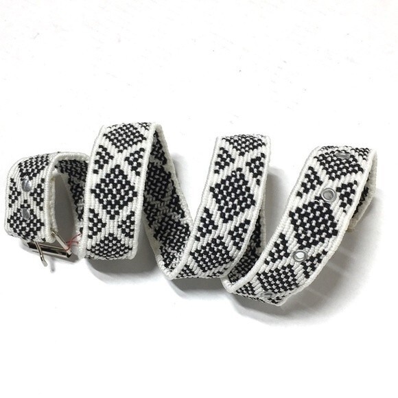 Black and White Geometric Tribal Print Belt NWOT main image 9